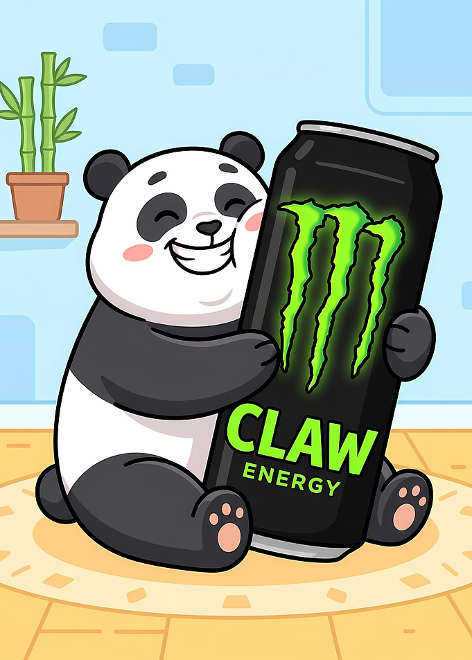 Cute Panda Hugging Energy Drink