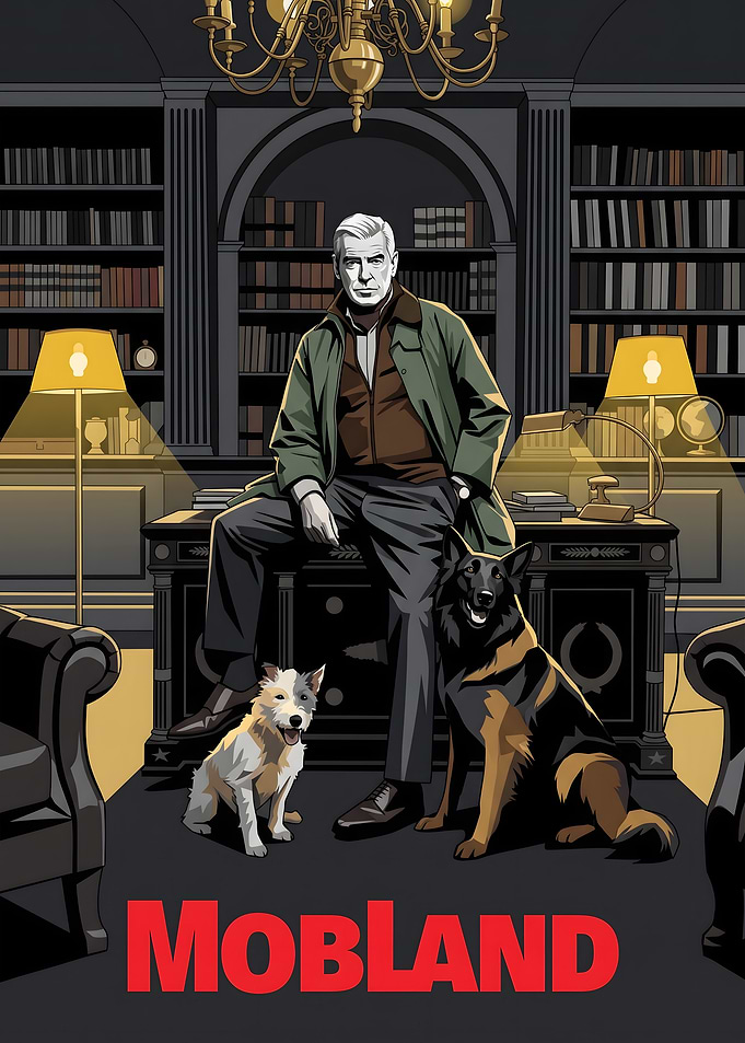 Mobland Poster with Man and Dogs
