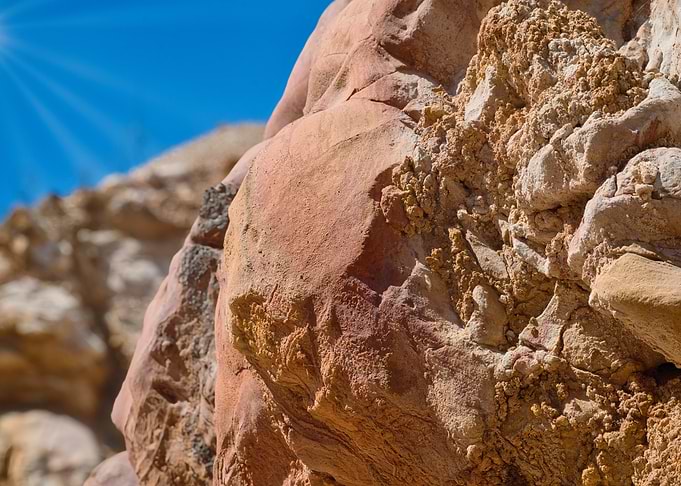 Sunlit Desert Rock Formation