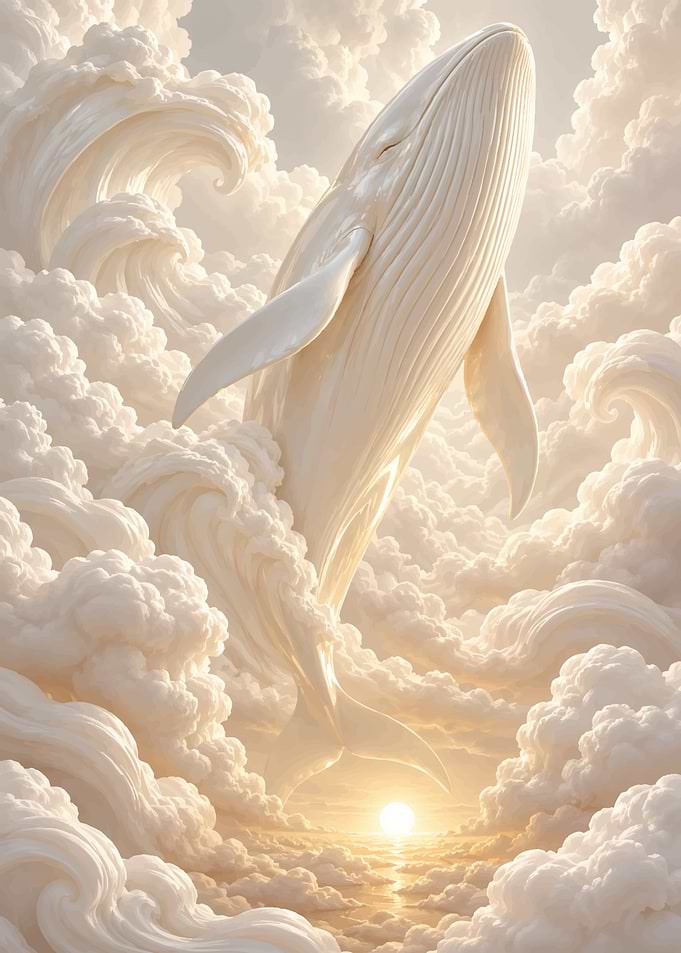 Majestic White Whale in Clouds