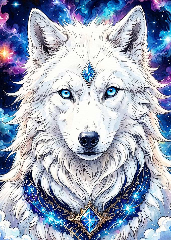 Celestial Wolf Cosmic Gem Art