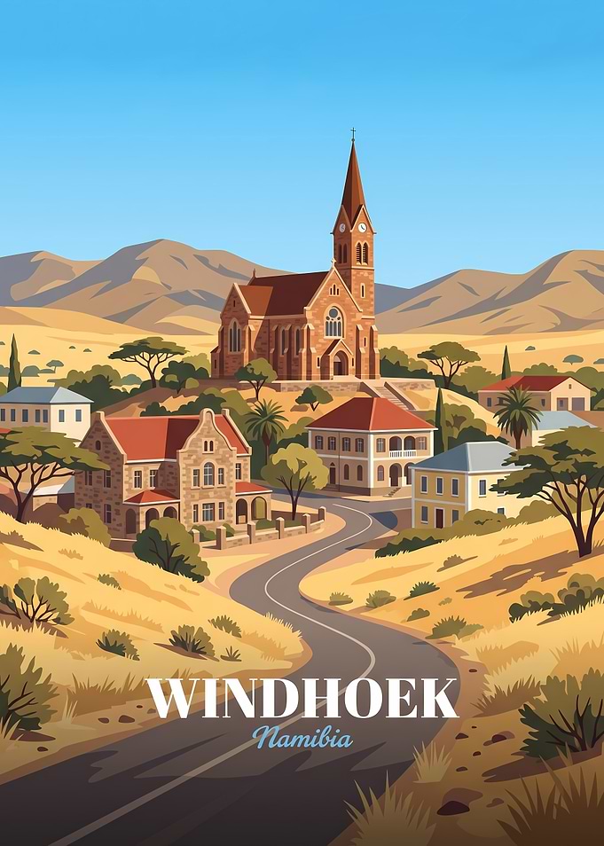Windhoek Namibia Travel Poster