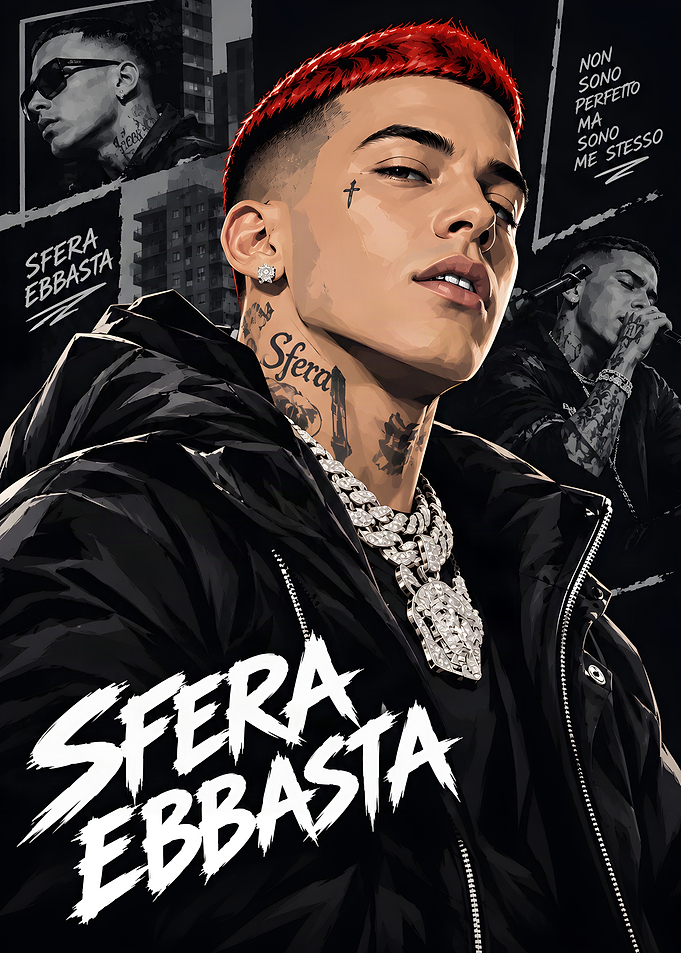 Sfera Ebbasta Digital Portrait Poster