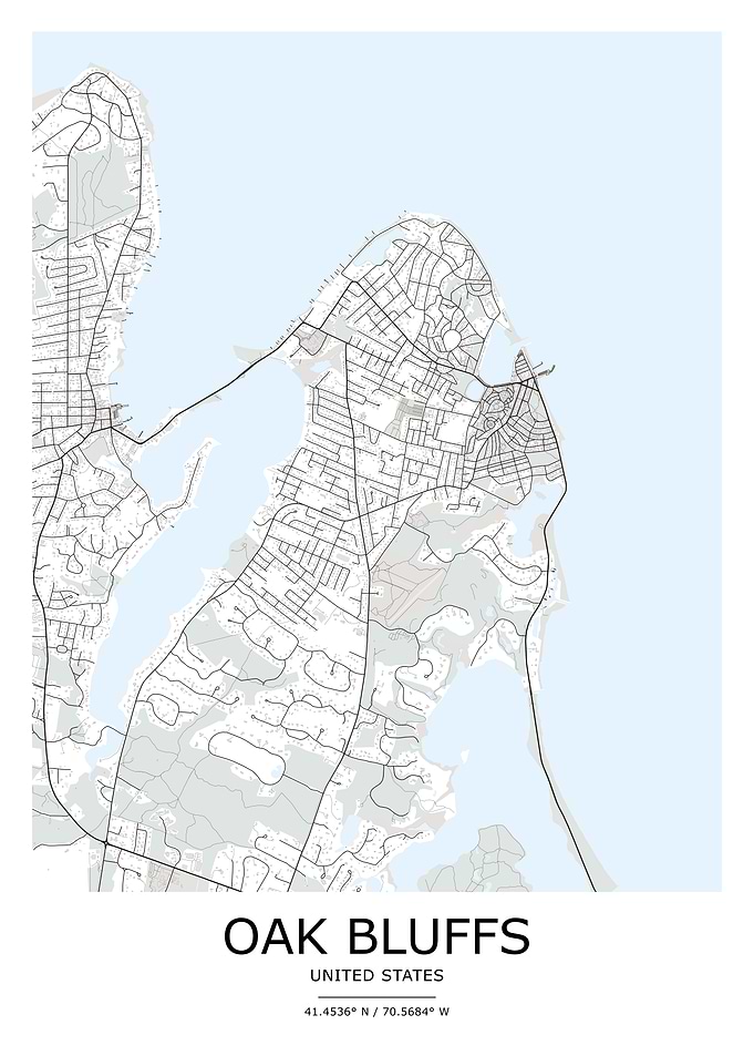 Oak Bluffs Massachusetts Map Print