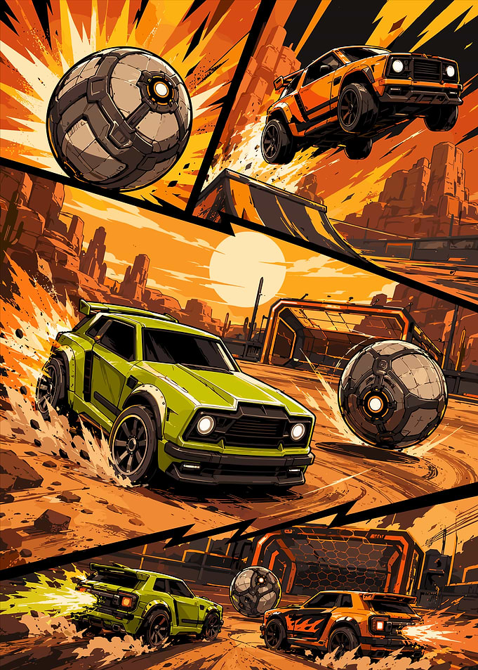 Rocket League Pixel Art Action Poster