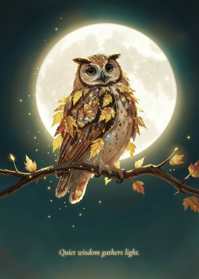 Golden Owl Under the Harvest Moon