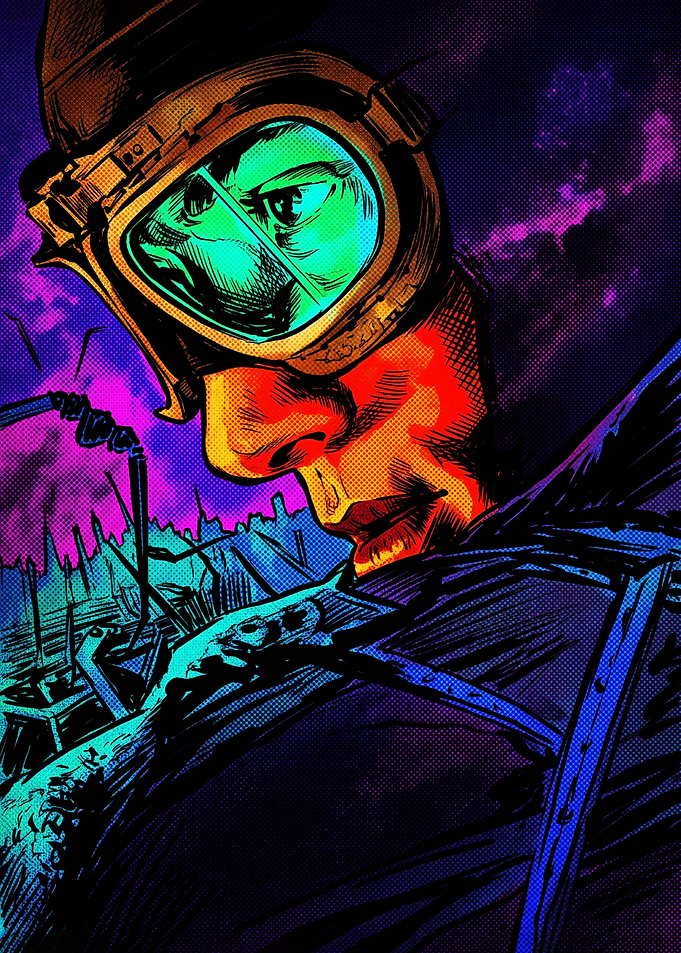 Neon Cyberpunk Aviator Portrait