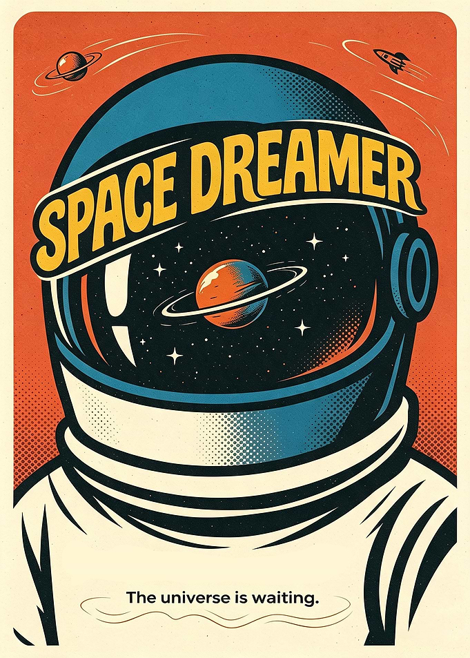 Space Dreamer Retro Astronaut Poster