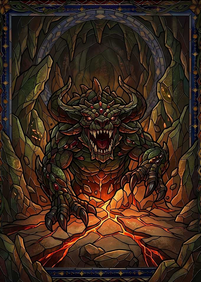 Stained Glass Style Cave Monster