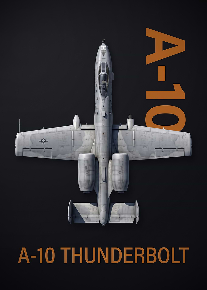 dark background top view A10 Thunderbolt II Top View Poster