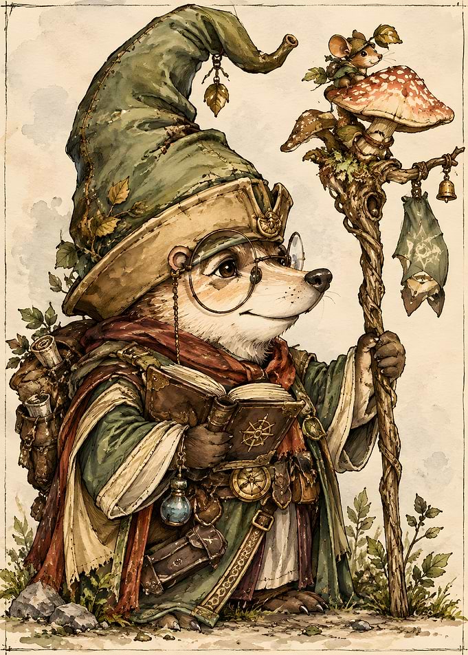 Wise Hedgehog Wizard with Staff
