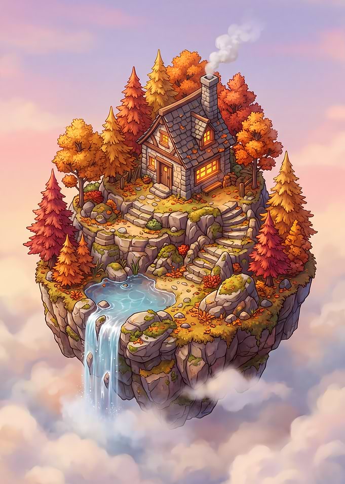 Floating Autumn Island Cottage
