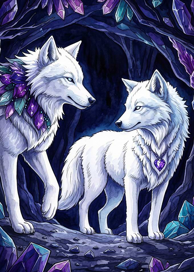 Crystal Wolves Fantasy Anime Art