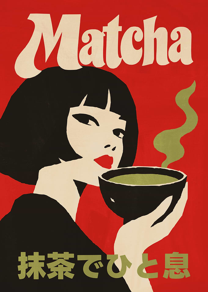 Vintage Style Matcha Tea Poster