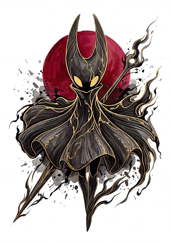 Hornet from Hollow Knight Kintsugi Style