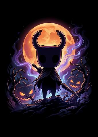 Hollow Knight Halloween Moon Illustration
