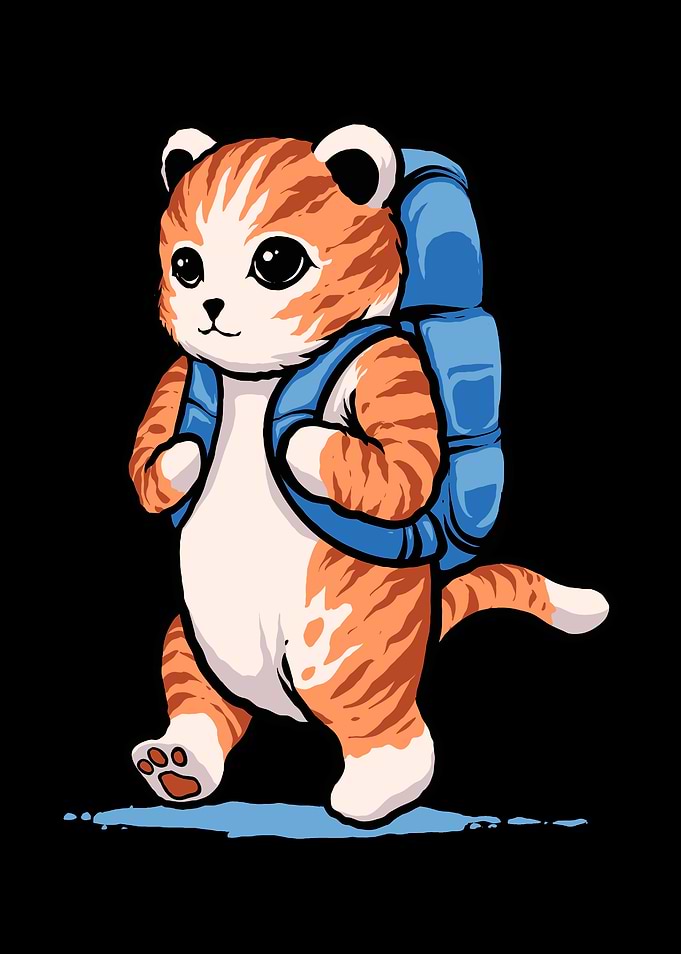 Cute Orange Tabby Cat Backpacker