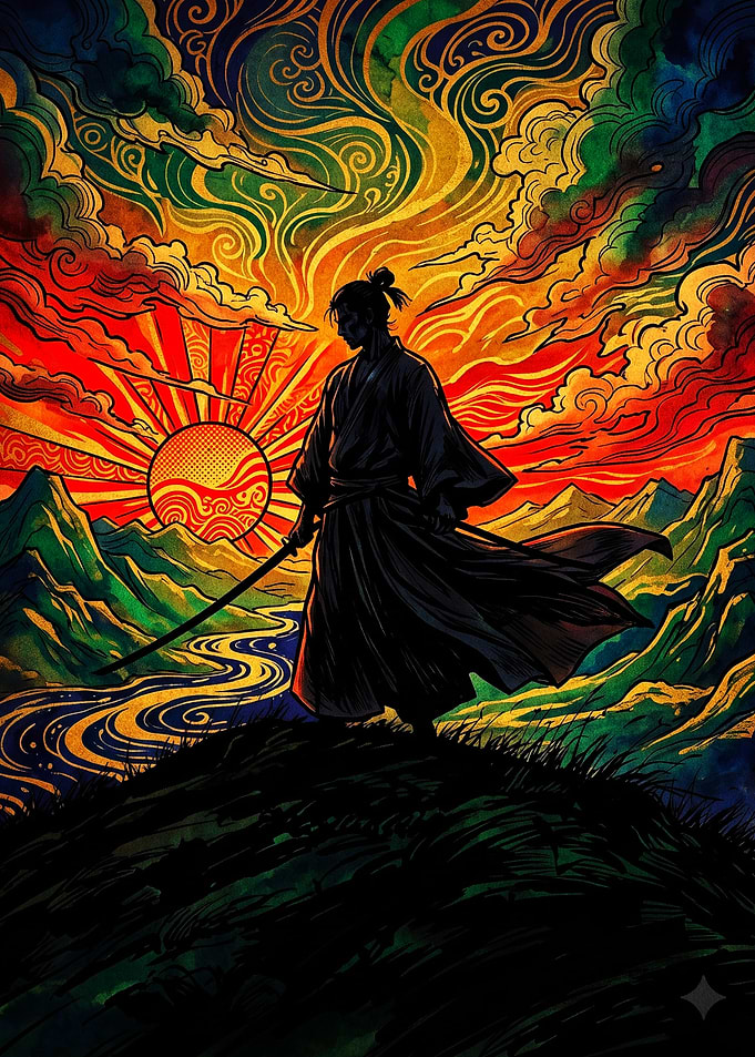 Samurai Silhouette at Sunset