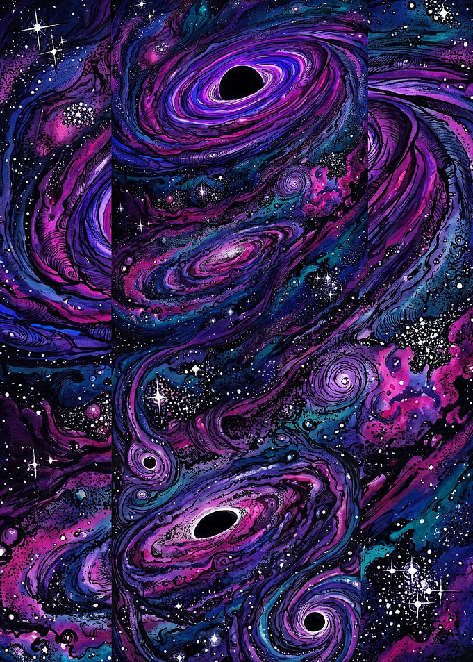 Vibrant Cosmic Black Hole Galaxy Art