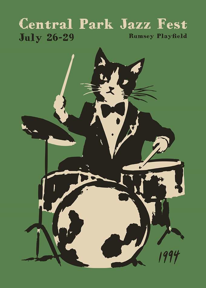 Central Park Jazz Fest Cat Poster
