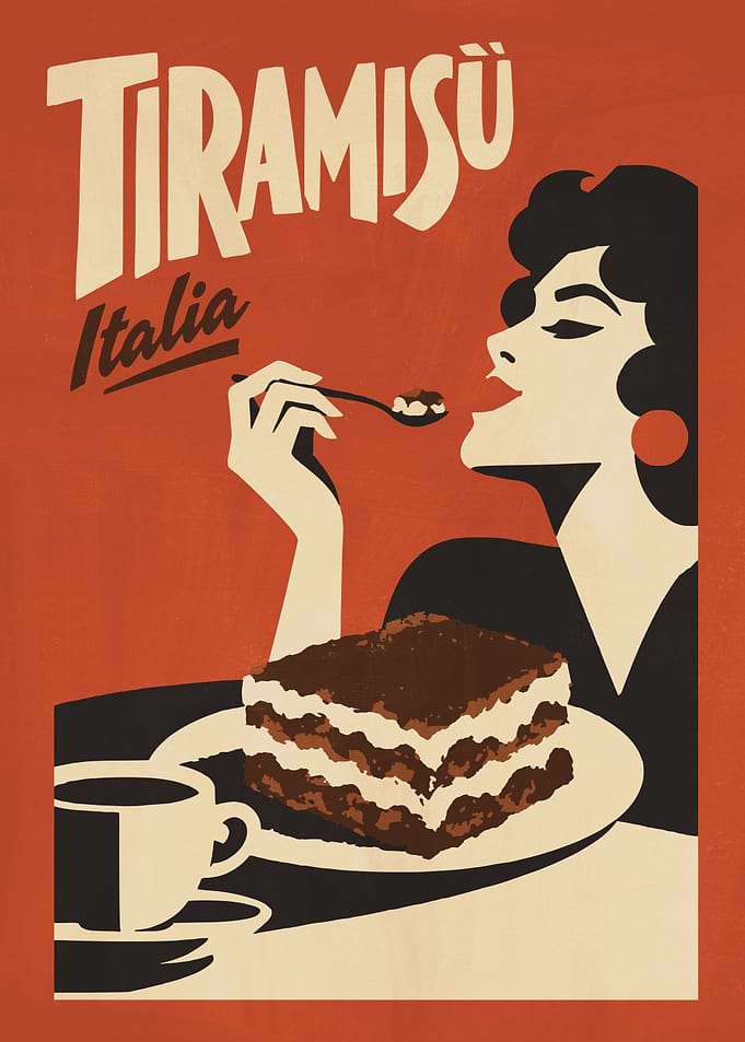 Vintage Tiramisu Italian Dessert Poster