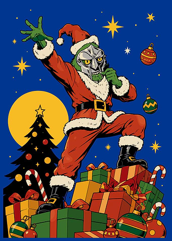 Grinch x MF DOOM Mask Christmas Santa Illustration