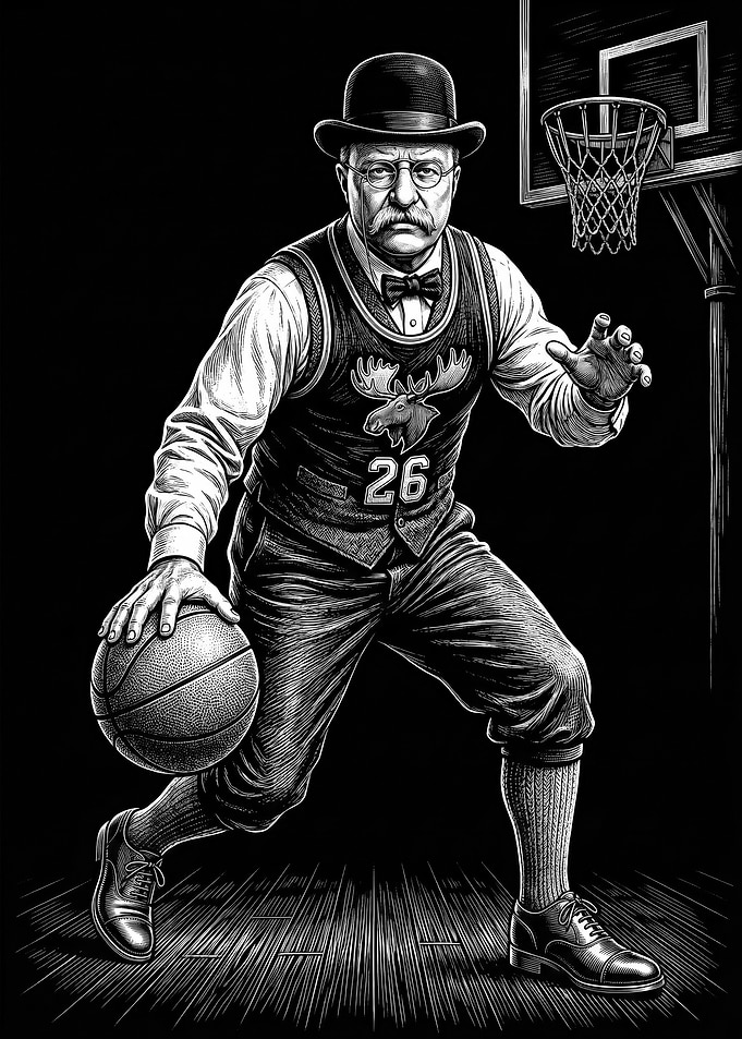 Theodore Roosevelt Playing Basketball