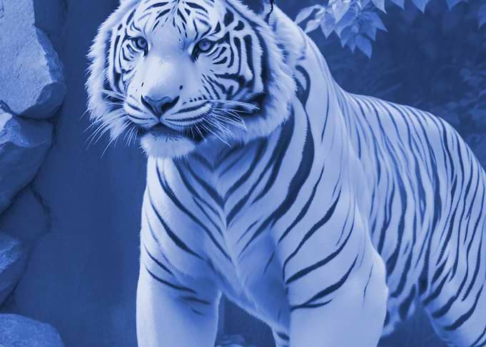 Majestic Blue Tinted White Tiger