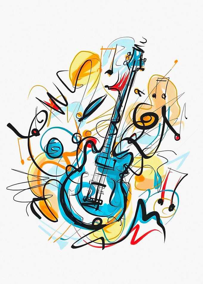 Abstract Electric Guitar Musical Art