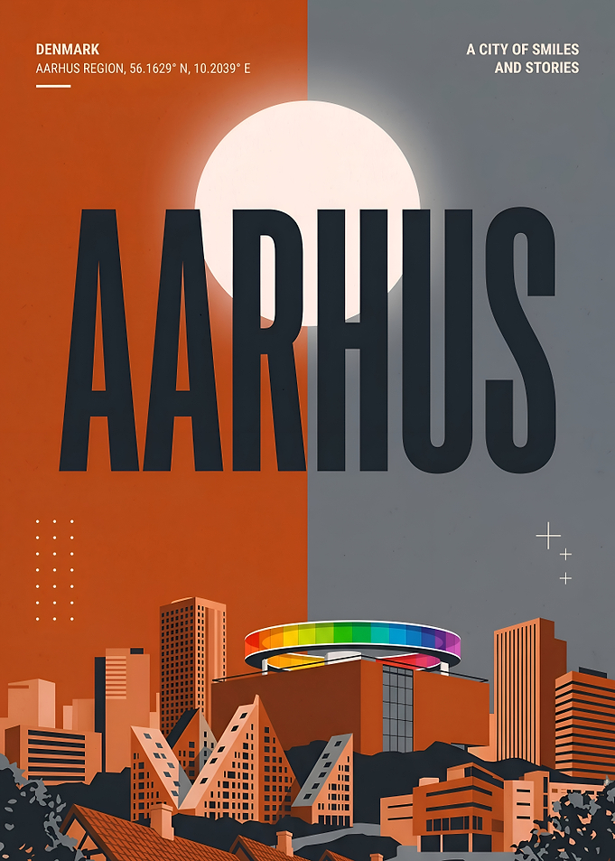 Aarhus Denmark City Travel Poster