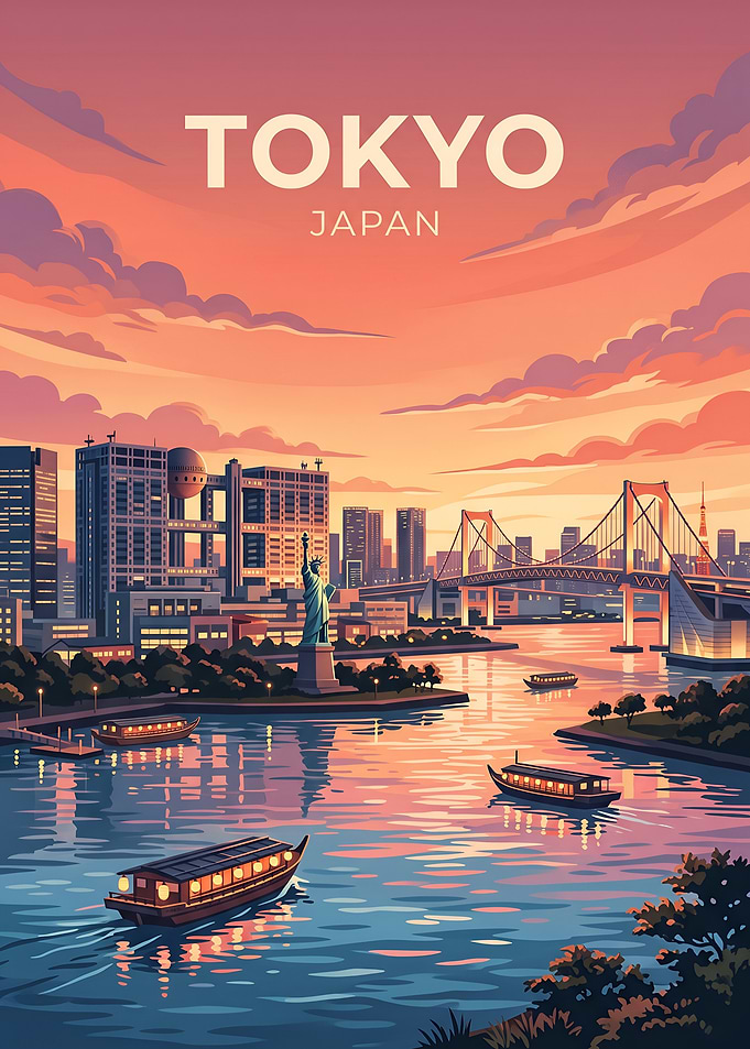 Tokyo Japan Cityscape Travel Poster
