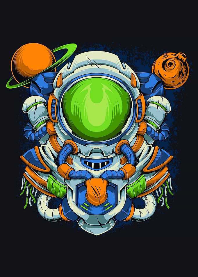 Futuristic Astronaut Helmet Space Illustration