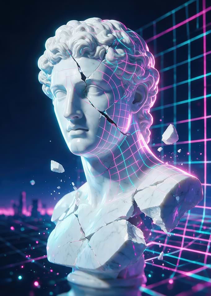 Vaporwave Aesthetic Classical Marble Bust
