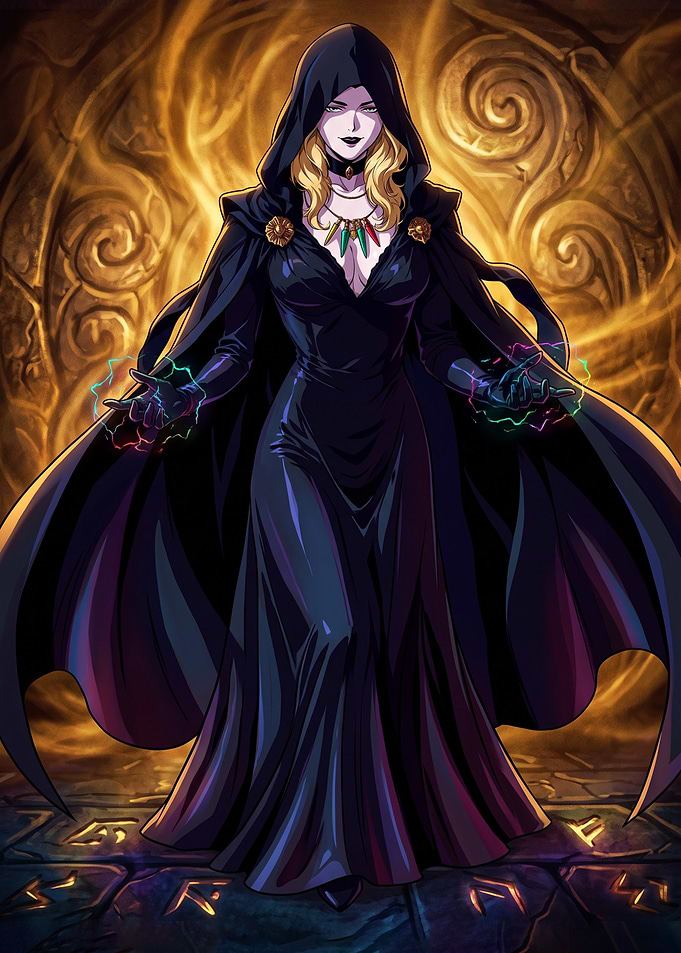 Powerful Sorceress Casting Dark Magic