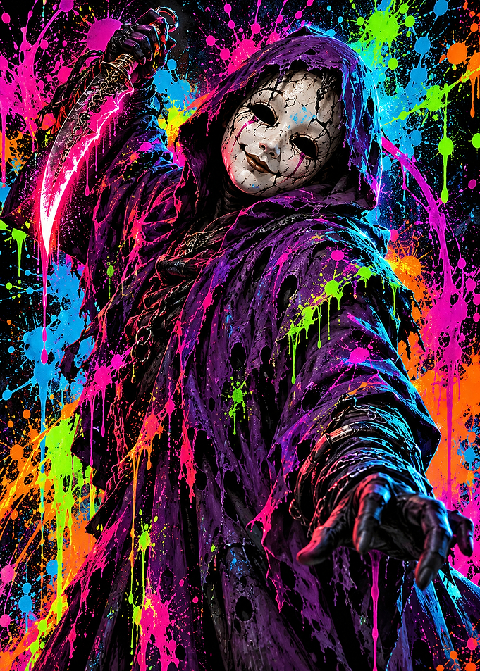 Neon Splatter Masked Assassin