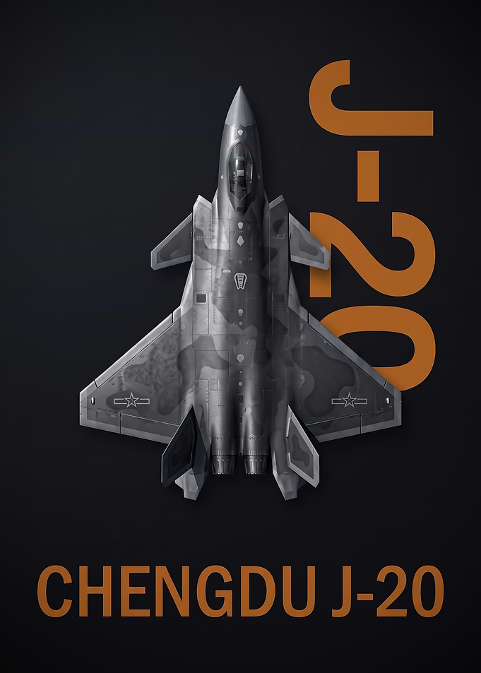 dark background top view chengdu J20 Stealth Fighter Poster