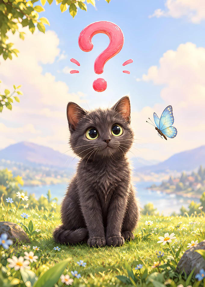 Curious Kitten with Butterfly