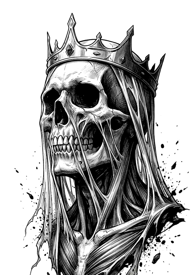 Skull King with Crown Illustration