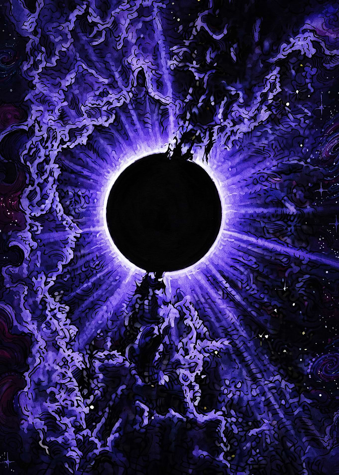Cosmic Black Hole Purple Nebula