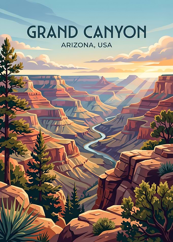 Grand Canyon Sunset Arizona Travel Poster