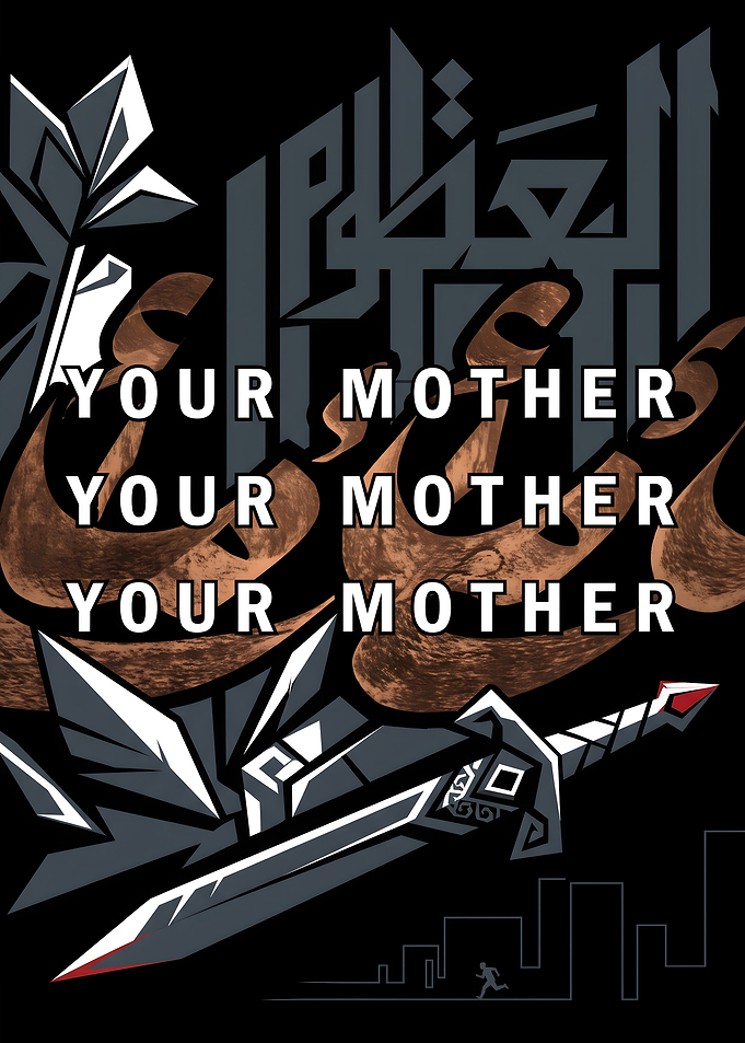 Your Mother Typography Sword Movie Poster