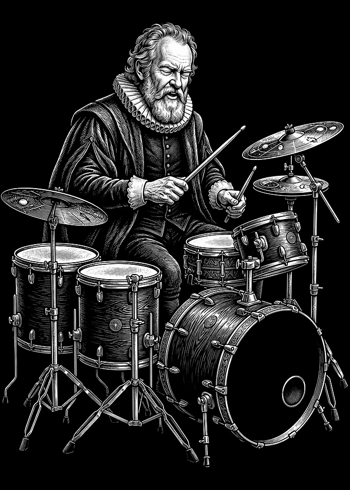 Galileo Galilei Playing Modern Drum Kit