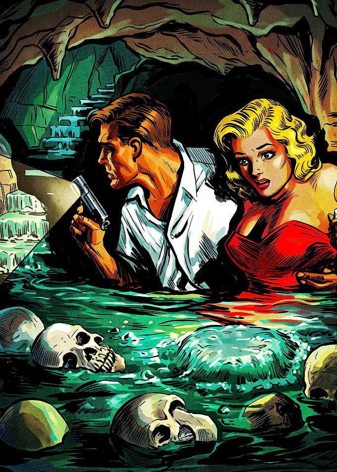 Vintage Comic Book Cave Adventure