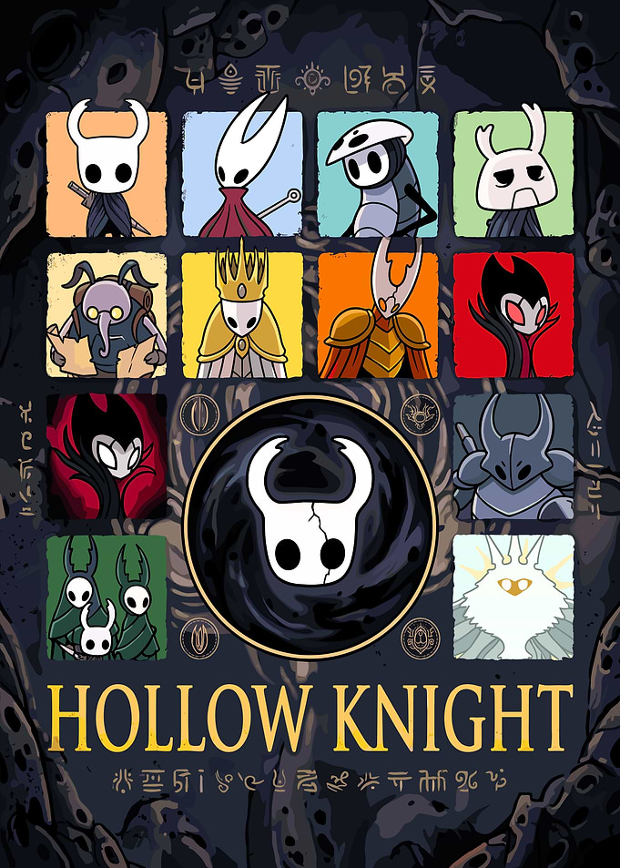 Hollow Knight Character Collage Poster
