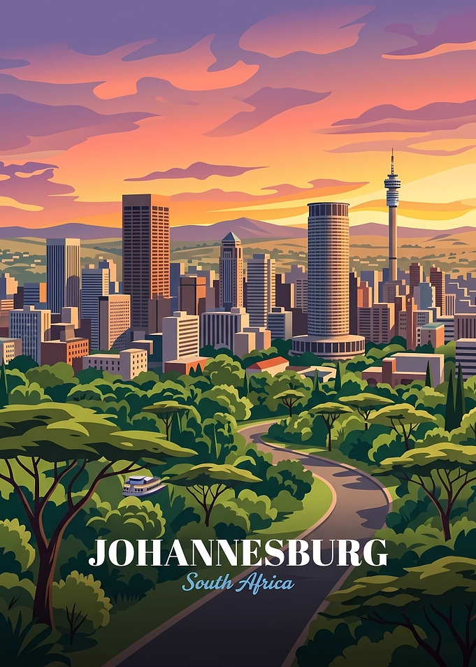 Johannesburg South Africa Travel Poster