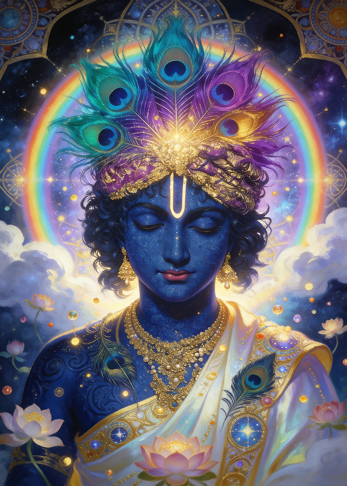 Divine Lord Krishna with Peacock Feathers