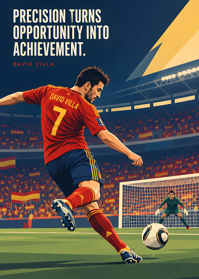 David Villa Soccer Motivational Poster