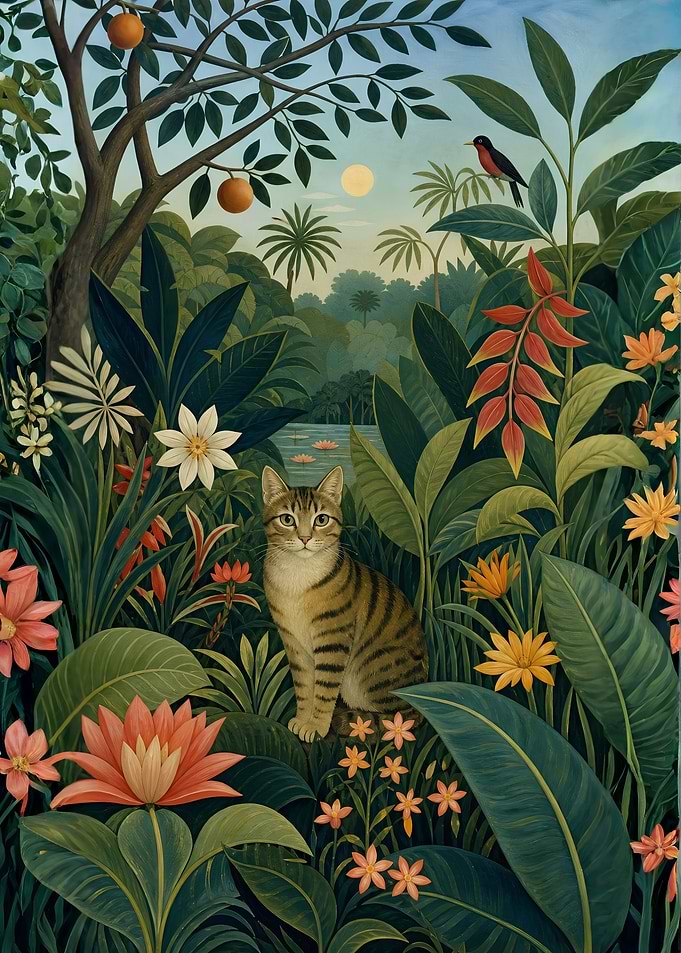 Tabby Cat in Lush Jungle