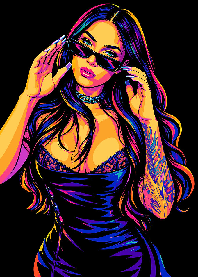 Neon Pop Art Portrait of megan fox