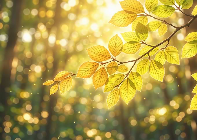 Golden Sunlight Through Autumn Leaves